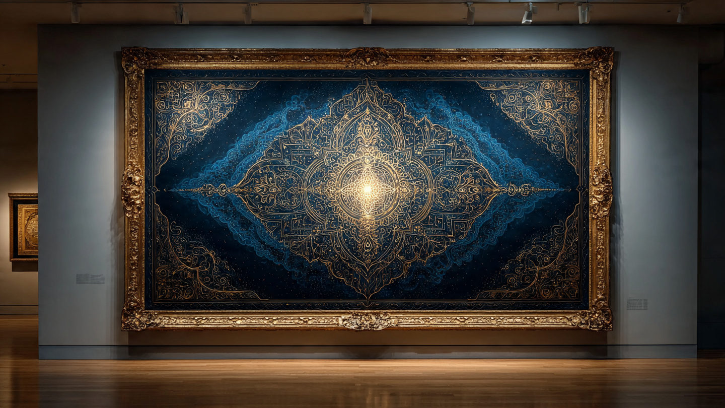 Blue and gold framed print