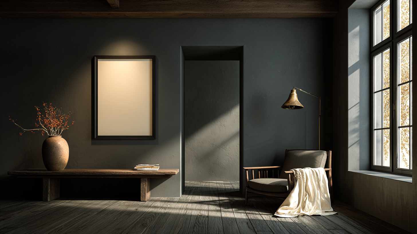 A luxurious and calm living space with warm lighting and natural light streaming through large windows.