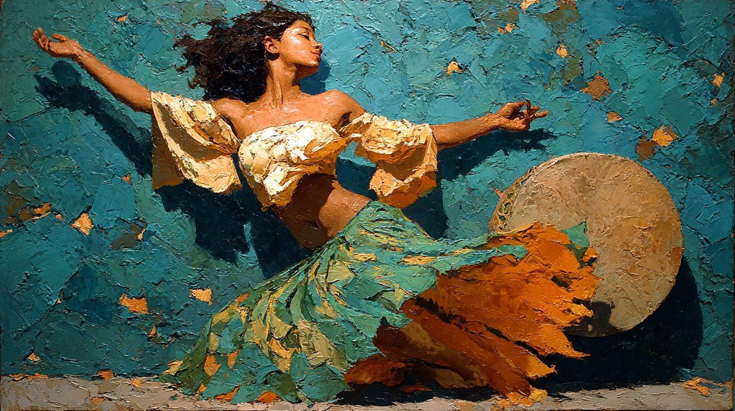 Dynamic movement artwork with vibrant teal and red tones — Sound Hub hero